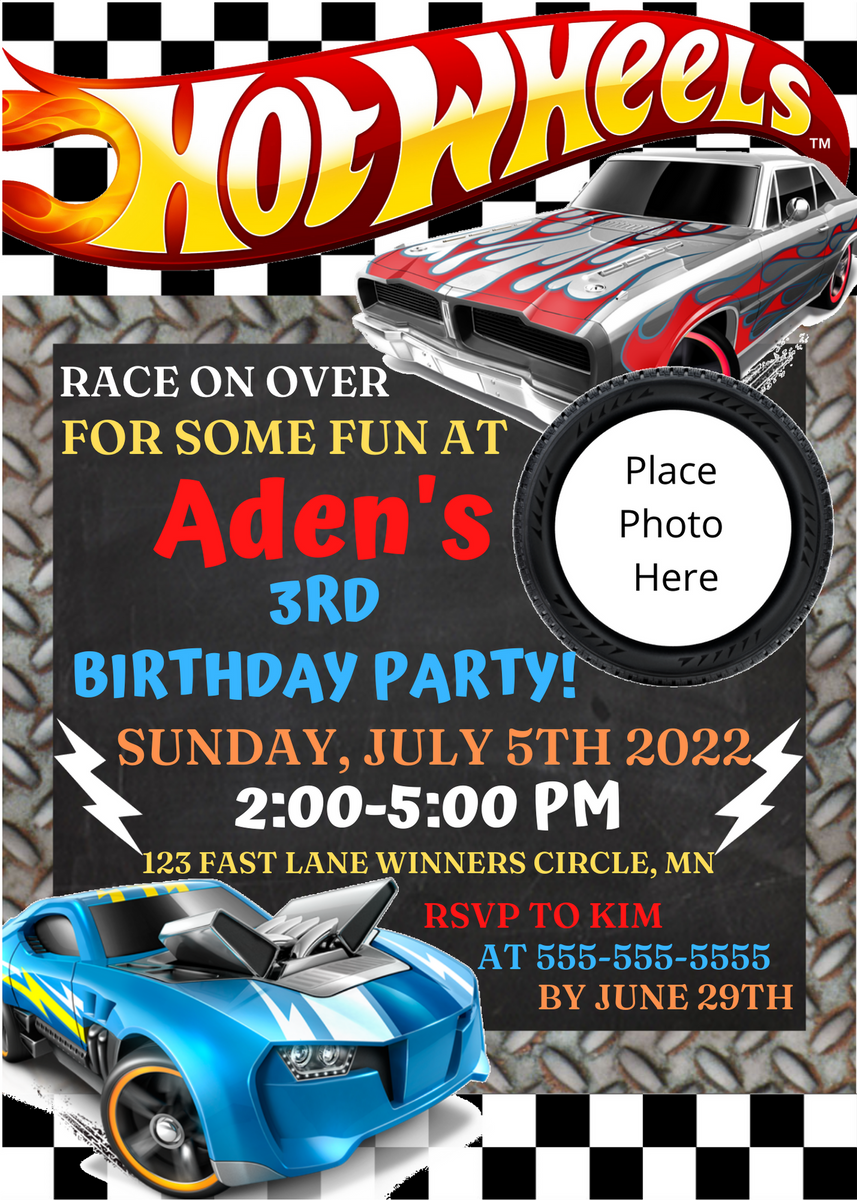 hot wheels birthday invitation, racecar birthday invitation