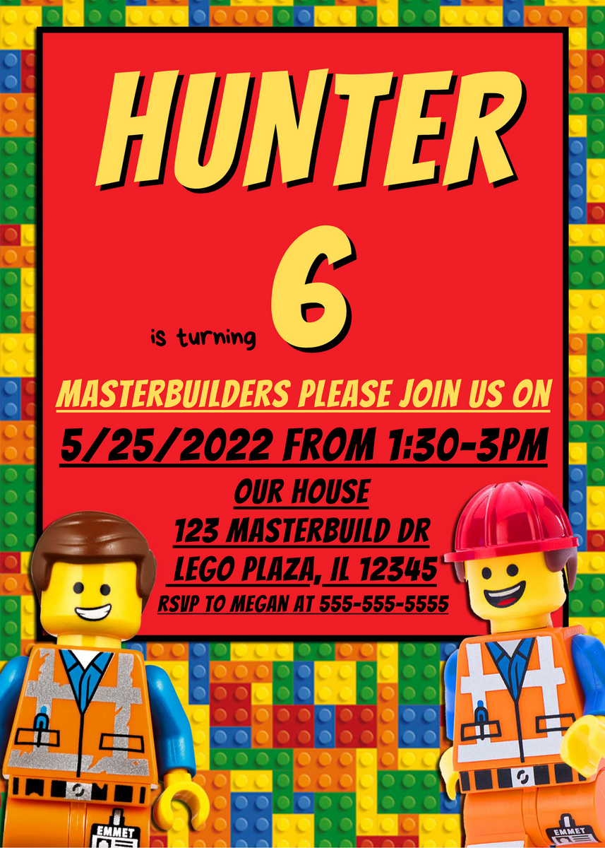 Lego birthday invitation template hot sale
