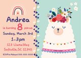 Llama Birthday Invitation, Happy Birthday, Happy Llama Birthday Invitation, Birthday Template, Canva Editable Invitation, Self Editing Invitation, Editable Birthday Invitation, Editable Invitation, Digital Download, Sew Sticky Designs