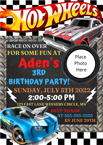 Hot Wheels Birthday Invitation Racecar Birthday Invitation