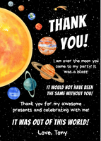 Space Birthday Thank You Card, Solar System Birthday Invitation, Planets Birthday Invitation, Birthday Template, Canva Editable Invitation, Editable Birthday Invitation, Editable Invitation, Digital Download, Sew Sticky Designs