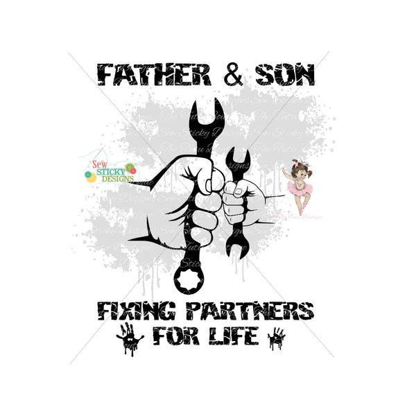Father and Son Fixing Partners For Life SVG File, Father's day, Instant Download, cut file, The Tutu Boutique, Sew Sticky Designs